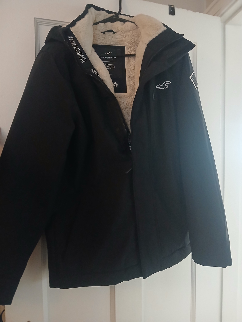 Hollister Men’s Black Sherpa-Lined Jacket